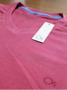 Ogochi Slim High Quality Men's Basic Short Sleeve Round Neck T-Shirt - 紅木色 - 查看 2