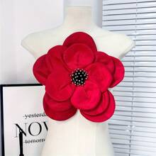 Handmade Beaded Luxurious Large Flower Brooch, Elegant Fashionable French Hair Clip Accessories Valentines Dress Accessories Pin For Clothes Bag Charm School