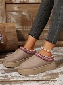 Giày bốt đi tuyết cho nữ, thời trang, cao cấp, phong cách, bền, thoải mái, thường ngày, chống mài mòn, chống trượt - Lựa chọn tốt nhất cho phụ nữ - Màu be - Xem 2