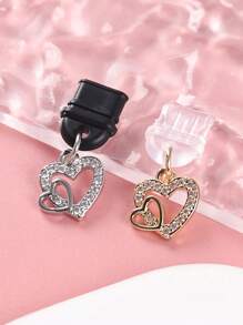 1pc Fashionable Luxury Heart-Shaped Phone Dust Plug, Suitable For Android Type-C And Compatible With IPhone Lightning Interface - Multicolor - View 1