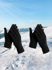 1/5 Cặp Găng tay mùa đông màu đen trơn Unisex, Thích hợp sử dụng hàng ngày, Du lịch ngoài trời, Đi bộ đường dài, Trượt tuyết, Quà tặng, Ngày lễ, Tụ họp - Nhiều màu - Xem 5