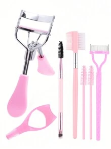 7 合 1 女士睫毛夹套装，包括睫毛夹、双头睫毛膏刷、双头眉梳、两件装睫毛膏刷、睫毛膏刷头、眉毛和睫毛卷曲支架，可重复使用，无刺激，新手友好，为新手提供最好的化妆工具之一 - 彩色 - 查看 9