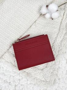 SOUTHLAND&KANGAROO Letter Detail Fold Over Pocket Wallet Small Bifold Slim Women Wallet Lightweight Portable Credit Card Key Case Short Wallet Cute Modern Fashion For Birthday Gift Christmas Anniversary Women Girls Lady Business For Anniversary For Christmas On Valentine's Day For Birthday Gift For Girls For Lady For Female Bag School Supplies For School Dorm Room & Back To School For Women Wallet Purse Wallet Small Wallet - Burgundy - View 5