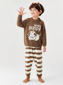 Balabala Baby Pajama Set 2024 Winter Thickened And Warm - Brown - View 2