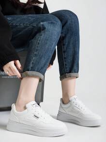 Alan Vincent White Shoes For Women 2025 New Style Woman Shoes Low Cut Lace-Up Sport White Shoes Ladies Fashionable Casual Sneakers Women Flat Shoes Student Couple Shoes - White - View 8