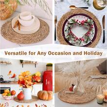 10pcs Woven Straw Placemat Insulated Mat Woven Placemat Handmade Pushgrass Insulated Mat Woven Pot Cushion Coaster - Màu vàng - Xem 4