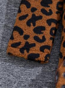 3 件套 女童高领纯色汗衫 + 豹纹蓬松夹克 + 纯色束腰裙