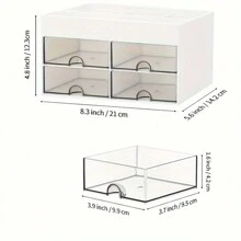 1 件塑料抽屉收纳盒、化妆品收纳盒、化妆刷架、浴室和梳妆台收纳和整理、化妆品展示架、浴室配件、房间装饰、家居装饰、办公桌收纳盒、收纳口红、香水、眉笔、唇线笔、珠宝学习文具多用途收纳配件、返校季、师生学校用品 - 白色 - 查看 5