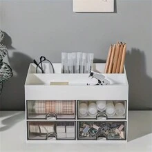 1 件塑料抽屉收纳盒、化妆品收纳盒、化妆刷架、浴室和梳妆台收纳和整理、化妆品展示架、浴室配件、房间装饰、家居装饰、办公桌收纳盒、收纳口红、香水、眉笔、唇线笔、珠宝学习文具多用途收纳配件、返校季、师生学校用品 - 白色 - 查看 6