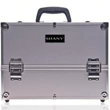 SHANY Essential Pro Makeup Train Case Cosmetic Box Portable Makeup Case Cosmetics Beauty Organizer Jewelry Storage With Locks , Multi Compartments Makeup Box And Shoulder Strap - Xám - Xem 2