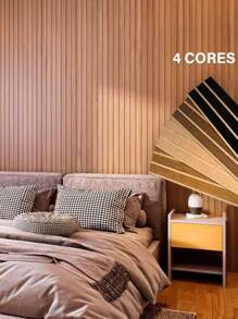 Decorative MDF Slatted Panel Kit Self-Adhesive Large Modern Wall Covering For Living Room Bedroom Office - 黑色 - 查看 4