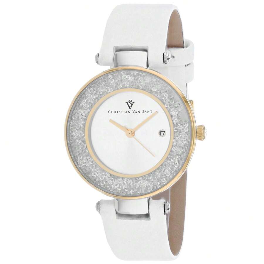 Christian Van Sant Women's Dazzle Quartz White Strap Round Watch