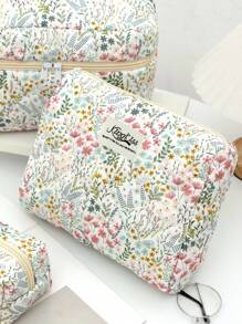 1 Pieza/Set de Neceser de Maquillaje Acolchado con Diseño de Conejo Beige Lindo, Patrón de Lazo de Dibujos Animados y Cerezas. Bolso de Maquillaje de Viaje, Multifuncional, de Mano, Portátil para Artículos de Tocador. Diseño de Cremallera de Gran Apertura, Adecuado para Cosméticos, Lápiz Labial, Joyas, Pañuelos, Toallas Sanitarias, Apto como Regalo para Mujeres, Viajeras, Dormitorios y Útiles Escolares para Niñas. Esenciales de Viaje, Neceser de Maquillaje, Esenciales de Vacaciones, Bolsa de Maquillaje, Organizador de Maquillaje, Organizador de Maquillaje de Invierno, Almacenamiento de Maquillaje, Útiles Escolares