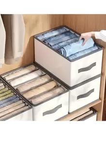 1 件紧身裤可折叠抽屉储物篮，带网格，用于衣服、内衣、毛巾的储物盒，节省空间的储物整理器，适用于旅行、家庭、宿舍、卧室、衣柜、衣橱整理器储物箱衣柜整理器用于服装衣柜储物衣柜隔断衣柜隔断毛衣袜子裤子牛仔裤内衣袋用于学校学校配件学校用品 - 白色 - 查看 2