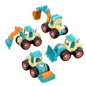 Set de 4 Camiones Truck Armables en Plástico para Niños Juguete Educativo y Creativo con Accesorios