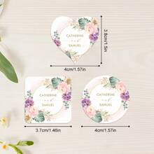 Gepersonaliseerde bloemenstickers voor bruiloften - Aanpasbare labels om namen en data toe te voegen aan bedankjes, uitnodigingen en geschenkdozen, perfect om een uniek tintje te creëren op uw grote dag