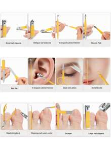 美甲套装 指甲钳套装 修脚套装 专业美甲套装 适用于脚趾甲和手指甲 - 彩色 - 查看 3