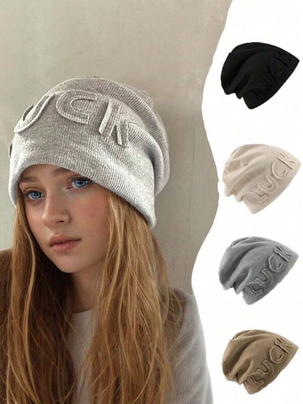 1pc New Korean Style Women Knit Beanie Hat, Helps Look Smaller, Warm & Fashionable For Outdoor, Ideal Gift Winter Christmas Beanie Hat