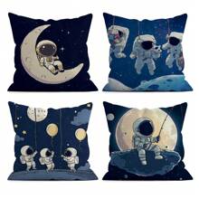 4pcs/Set Cartoon Astronaut Design Cushion Cover 45*45cm - Multicolor - View 2