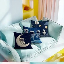 4pcs/Set Cartoon Astronaut Design Cushion Cover 45*45cm - Multicolor - View 7