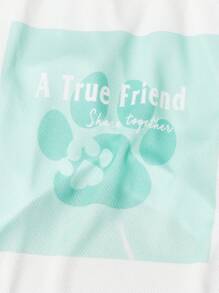 Vêtement classique de couleur unie avec imprimé de patte pour animaux de compagnie. Chemise à quatre pattes en maille respirante pour l'été, pour Caniche, Bichon Frisé