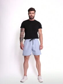 Men's Linen Shorts Beachwear Casual Party - Màu xanh ngọc - Xem 4