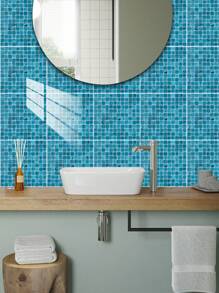 蓝色马赛克瓷砖贴纸套装或瓷砖贴纸套装自粘可拆卸可切割用于家居装饰PVC水晶膜瓷砖贴纸用于美化橱柜、餐桌、客厅、卧室、浴室、电视背景墙 - 彩色 - 查看 24