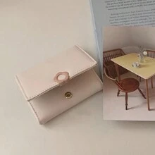 全新可爱短款钱包 适合闺蜜生日 2024 设计时尚迷你三折卡包 圣诞礼物 感恩节 Y2K 粉色女士礼物 - 粉色 - 查看 4