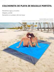 Portátil Alfombra de playa 140 * 200 CM alfombra exterior a prueba de arena y humedad, alfombra de picnic, alfombra de piso impermeable, mini sofá plegable de luz para acampar, manta, alfombra de piso de tienda - Azul - Ver 3