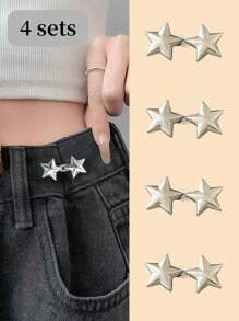 4 juegos de hebilla de botón con forma de estrella de cinturón desmontable, clip de cintura ajustable para pantalones, faldas y jeans para la calle - Multicolor - Ver 30