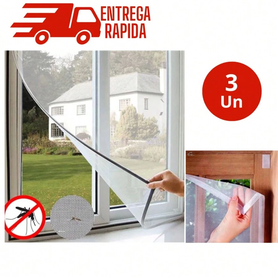 KIT 3 ANTI-INSECT MOSQUITO SCREEN KIT FOR WINDOW 1.30 X 1.50 - 彩色 - 查看 1