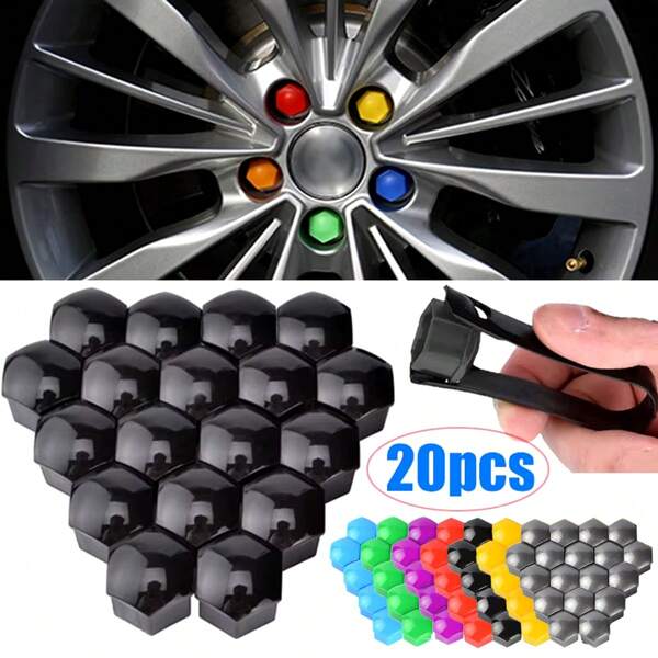 20Pcs Car Wheel Nut Caps Anti-Rust Auto Hub Screw Protection Covers Car Tire Screw Caps Nut Bolt Covers Auto Exterior 17mm/19mm/21mm
