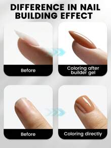 YOKEFELLOW 16ML Builder Nail Gel Polish 6 In 1, Large Capacity Clear Builder Gel For Nails Strengthen, And For Thickening Overlay, Building Apex, Extending Length, Shaping Nail, To Attach Gems / Jewels / As A Base Gel And Blooming Gel