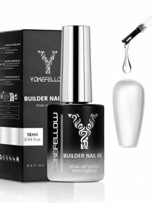 YOKEFELLOW 16ML Builder Nail Gel Polish 6 In 1, Large Capacity Clear Builder Gel For Nails Strengthen, And For Thickening Overlay, Building Apex, Extending Length, Shaping Nail, To Attach Gems / Jewels / As A Base Gel And Blooming Gel