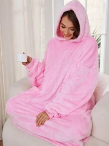 1 Áo khoác lông cừu Sherpa siêu dài và dày có mũ trùm đầu dành cho nữ, có túi lớn, ấm áp và thoải mái, thích hợp cho mùa thu/đông - Hồng - Xem 6