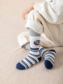 4 Paar Cartoon Buchstaben-Muster Knöchelsocken, Freizeitsocken für Studenten, Herbst/Winter
