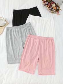 4 piezas Pantalones cortos de dormir informales para mujer de talla grande, pantalones cortos de estar en casa de talla grande con cintura elástica, suaves y cómodos