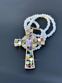 1 Stück Auto Innenraum Anhänger Strass Kreuz Auto Rückspiegel Dekoration Auto Innenraum Dekoration