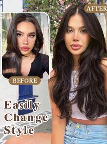Clip In Hair Extensions, Orange 24 Inch 6 Pieces Invisible Hair Clip, Made Of Soft Synthetic Fiber, Natural Wave Roll Suitable For Women's Daily Use - Dirty Orange - View 5