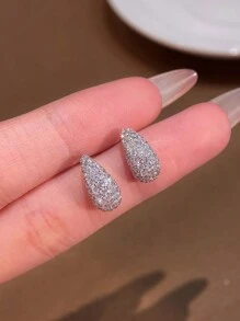 1 Paar luxuriöse, gewölbte Zirkonia Ohrstecker Damen Schmuck für Frauen 925 Sterlingsilber Fein Schmuckohrringe Geschenke für Mädchen für den Alltag, Dates, als Deko für Abschlussball Partys