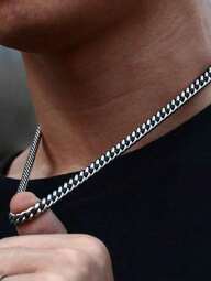 1 st. gatumode i silverfärgat rostfritt stålhalsband med enkel stil, lämplig för herrfester, jul, nyår, alla hjärtans dag, högtidspresent