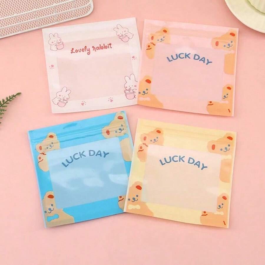 10 件卡通自封袋，零食饼干糖果袋，珠宝塑料包装袋，通用 - 彩色 - 查看 1