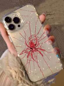 1 个黑色/蓝色/红色创意蜘蛛极简情侣设计闪亮软手机壳，兼容 iPhone 7/8G、Xs、Xr、Xsmax、11/12/13/14/15/16、12、11/12/13/14/15/16 Pro、11/12/13/14/15/16 Pro Max、14/15/16 Plus - 藍色 - 查看 2