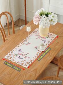 100% Polyester Fabric Delicate Embroidered Hollow-Out Crafted Kitchen/Dining Table Runner, Pink, Home Decor, Holiday Decor, Indoor/Outdoor, Party/Wedding, 1pc - Multicolor - View 9