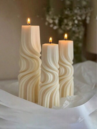 条纹柱美学模具，圆柱形高柱蜡烛模具，肋状扭曲几何抽象装饰条纹硅胶模具工艺品香薰蜡烛手工皂大豆蜡烛家居装饰