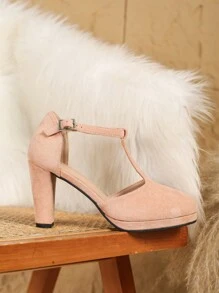 Nuevos zapatos cerrados y cómodos para mujer de plataforma alta, puntera redonda, con tira en T, elegantes y de moda, con dibujo de ciervo en, impermeables y no fatigan, versátiles