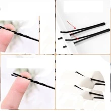 50 件浴室发饰钢夹发夹黑色强力侧夹刘海夹发型发夹家居浴室装饰秋季装饰返校 - 黑色 - 查看 5