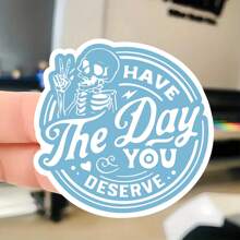 1/3pcs Karma Vinyl Sticker, Have The Day You Deserve, Skeleton, Halloween Stickers, Water Bottle Stickers, Phone Case Stickers,Self-Adhesive, Single Use, Fade-Resistant, Perfect For Laptops, Water Bottles - Multicolor - View 9