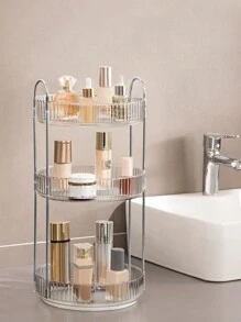 1PC Cosmetics Rotary Storage Rack, Vanity Bathroom Desktop Storage, Suitable For Dressing Table, Bathroom, Kitchen Placement, Rotating Makeup Organizer, 360° Rotating Skin Care Organizer, Bathroom Organizer - Multicolor - View 7