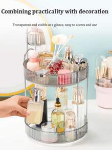 1PC Cosmetics Rotary Storage Rack, Vanity Bathroom Desktop Storage, Suitable For Dressing Table, Bathroom, Kitchen Placement, Rotating Makeup Organizer, 360° Rotating Skin Care Organizer, Bathroom Organizer - Multicolor - View 3